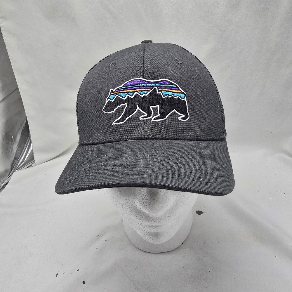 PATAGONIA Fitz Roy Bear Trucker‎ Hat Gray Mesh Snapback Cap MENS ADJUSTABLE